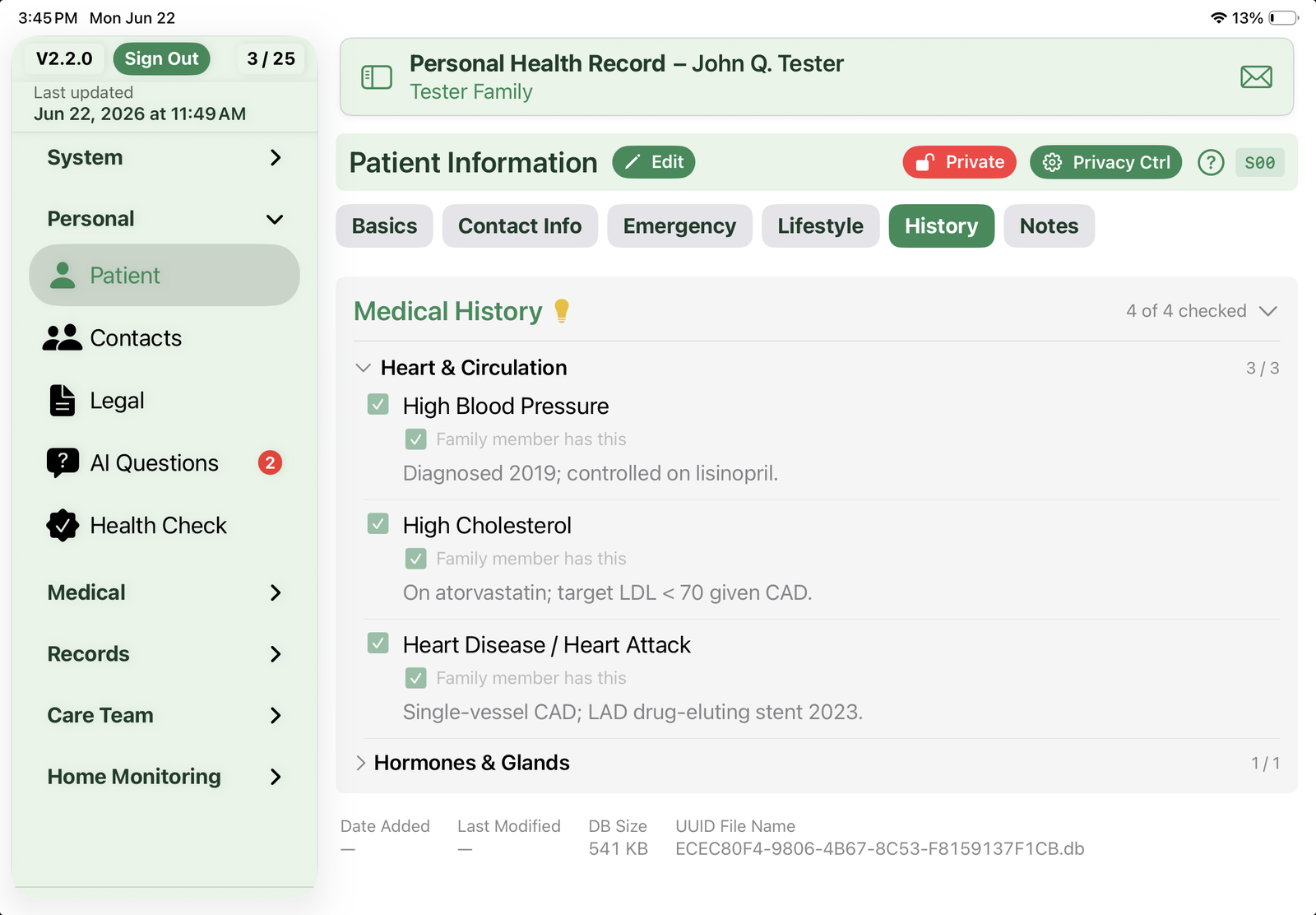 Patient Information – History