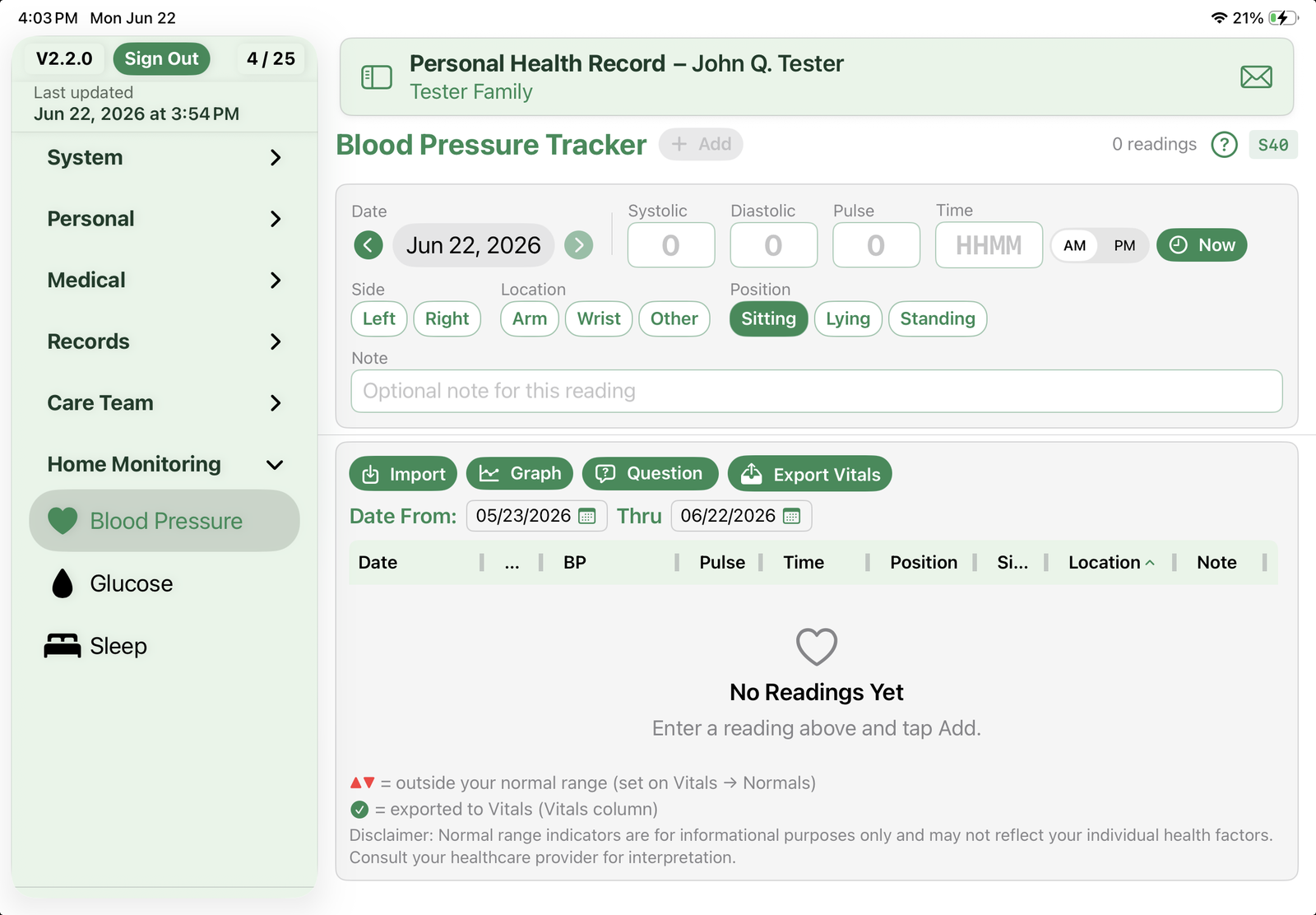 Blood Pressure Tracker