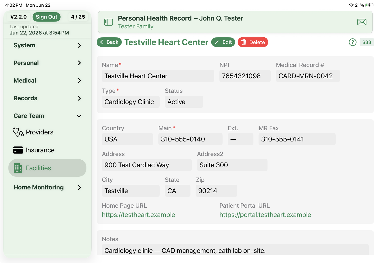 Facility – Testville Heart Center