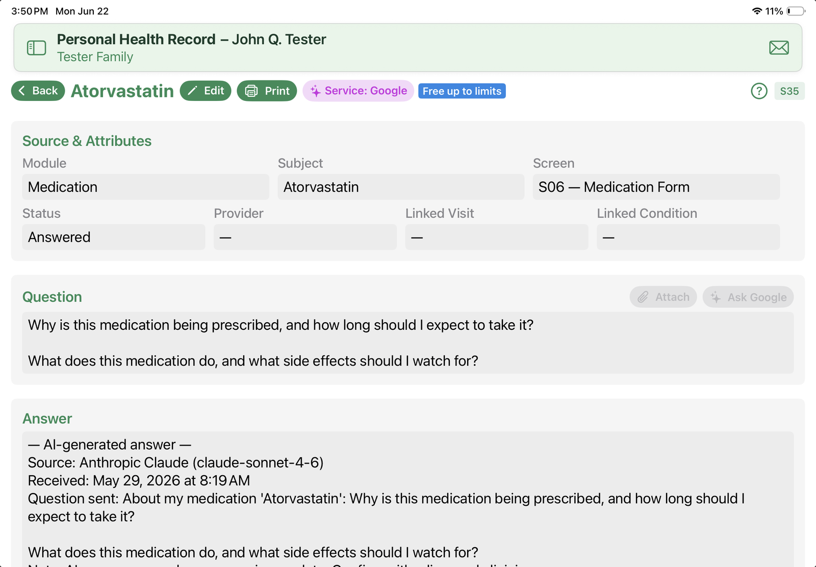 AI Question – Atorvastatin