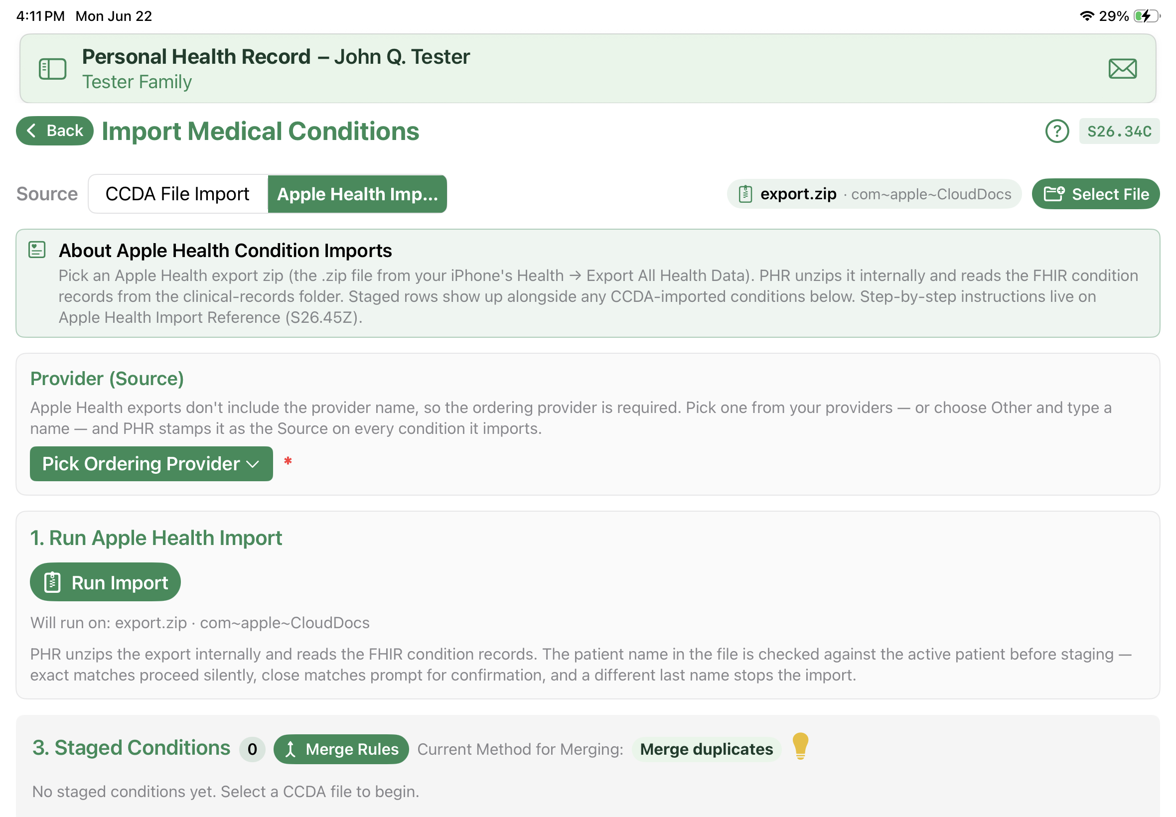 Import Medical Conditions
