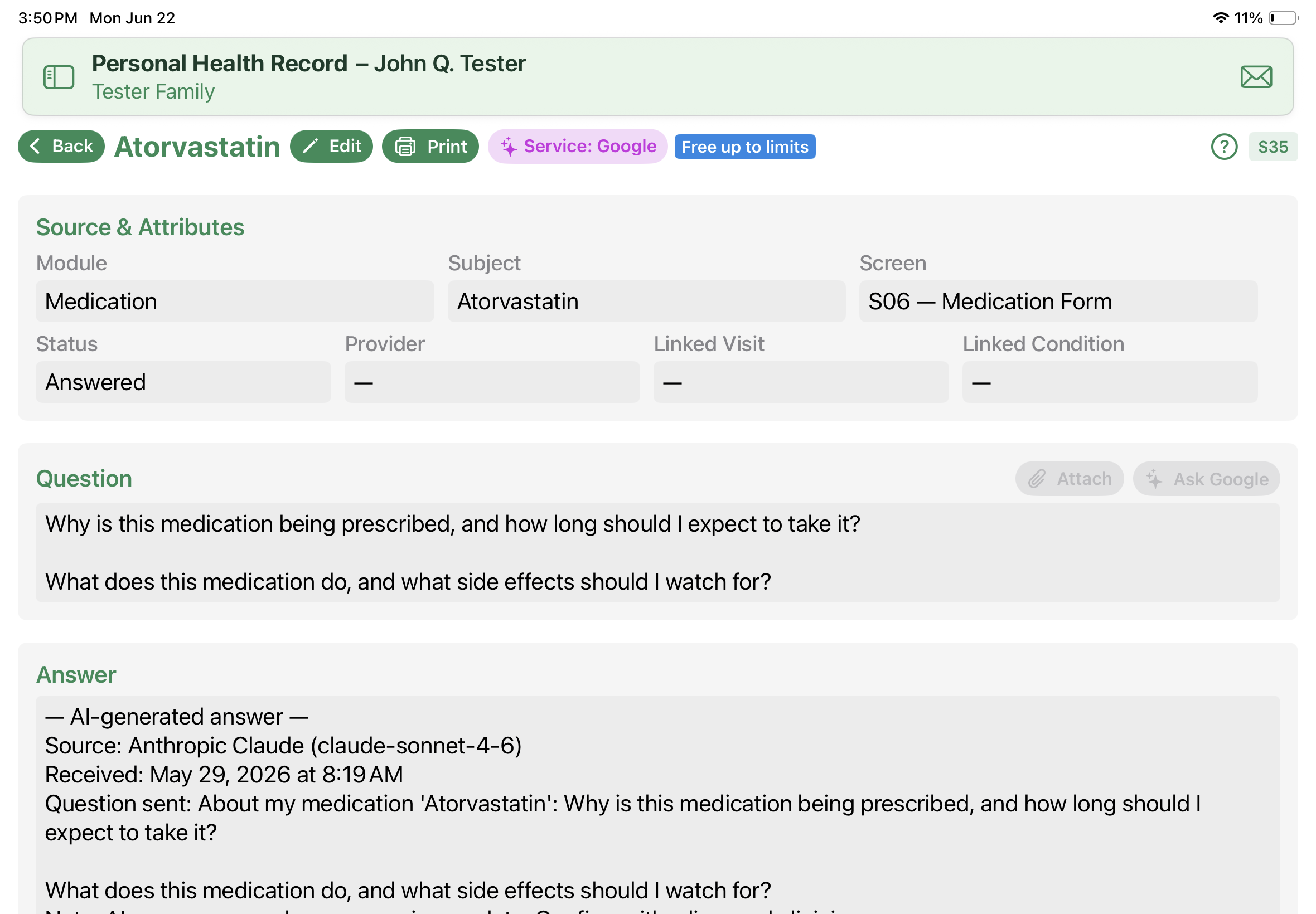 AI Question – Atorvastatin