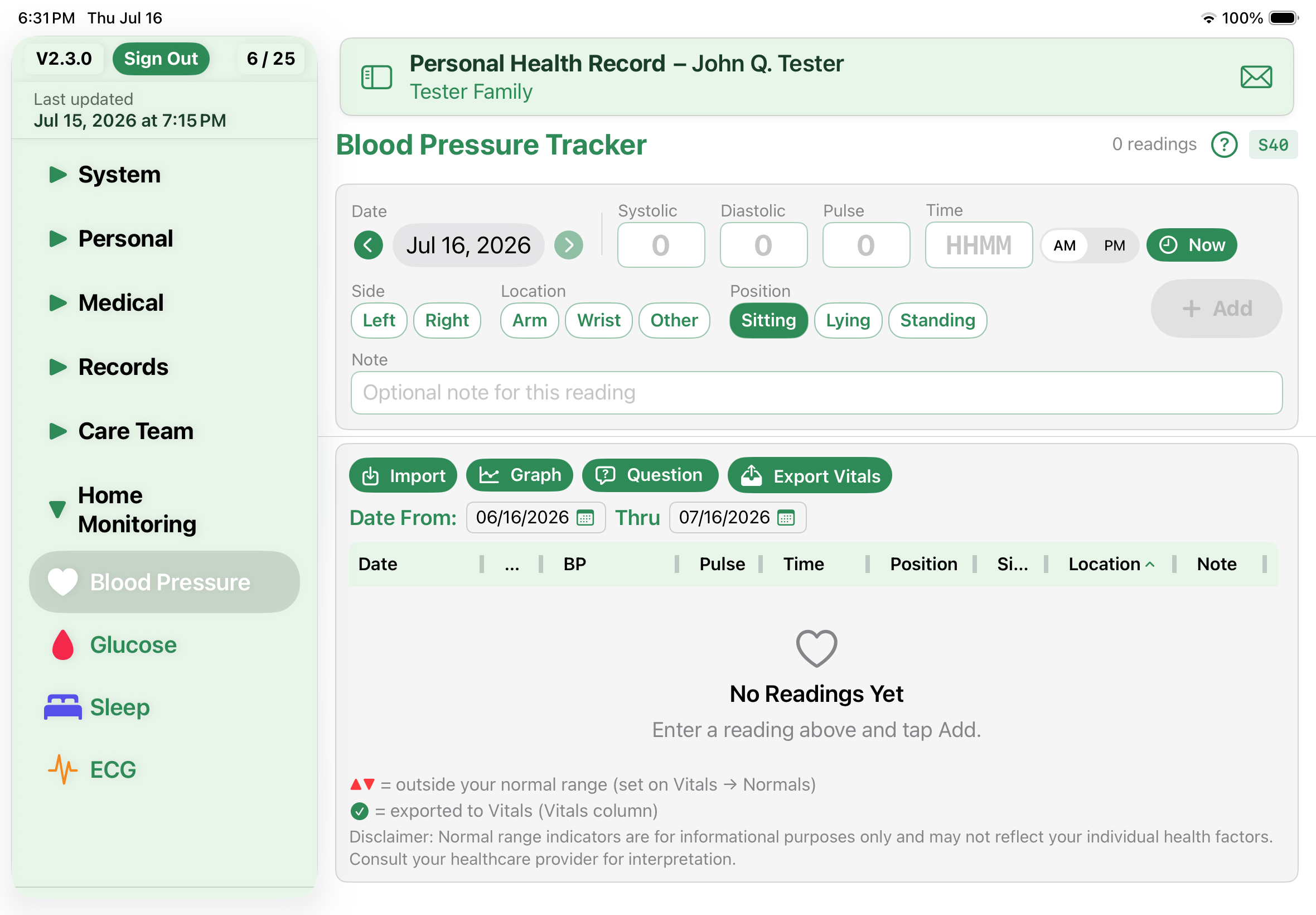 Blood Pressure Tracker